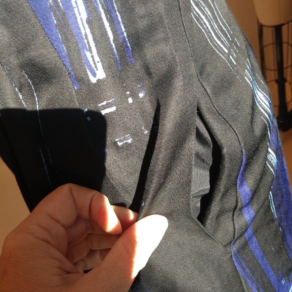 Sophisticated black and indigo A-Line dress - Picture 5 of 10